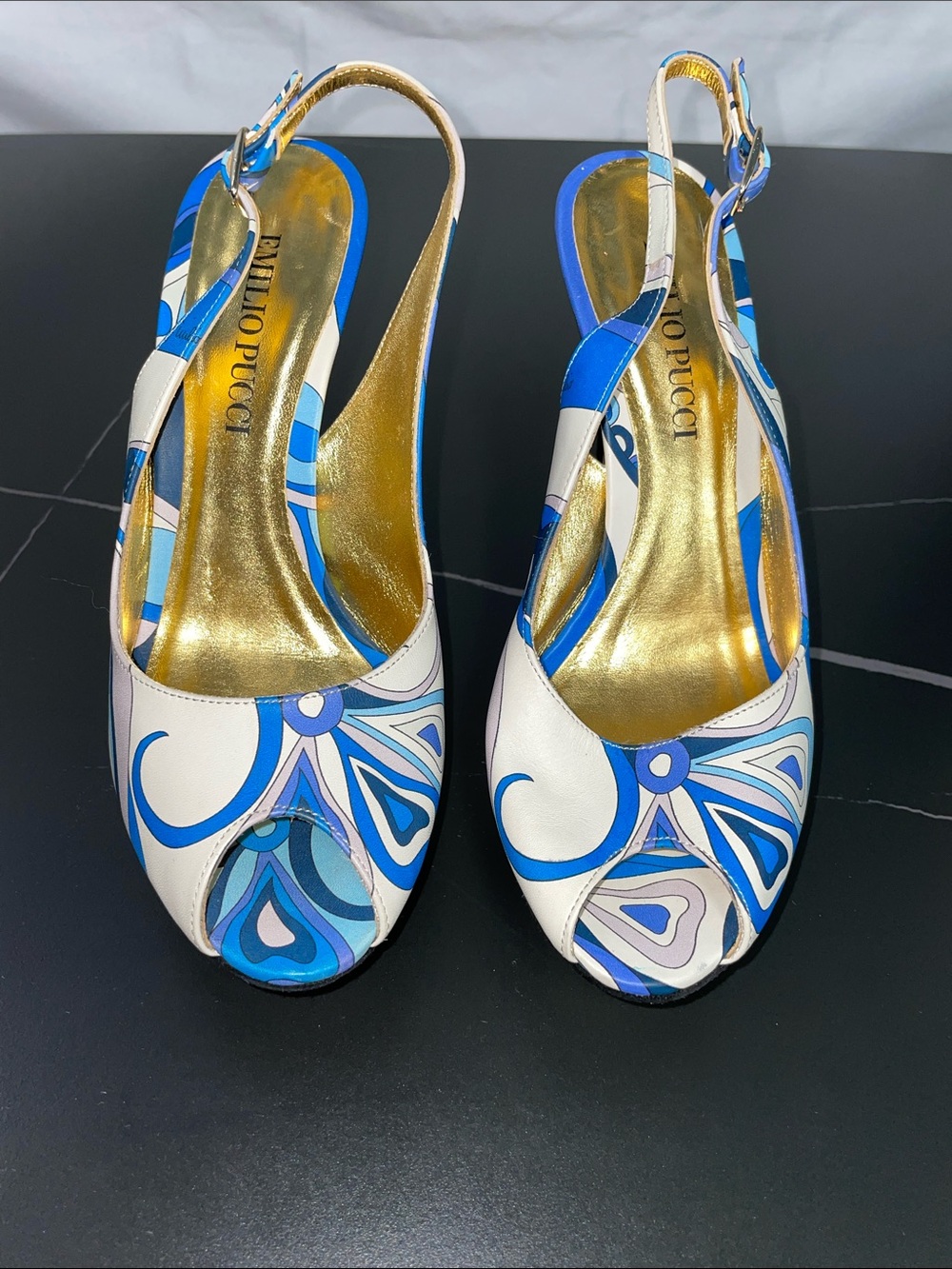 EMILIO PUCCI PEEP TOE SLINGBACK PUMPS FTL-08-195
